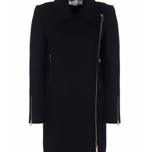 Stella McCartney Navy blue Asymmetrical Zip Wool Coat